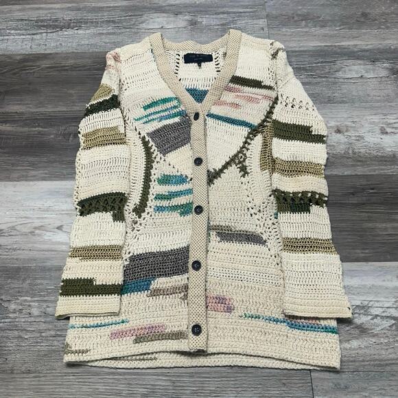 Rag & Bone Womens‎ S Abstract Knit Bamboo Alpaca Blend Hearst Cardigan Sweater - Picture 2 of 9